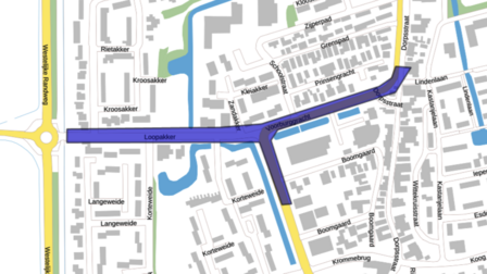 Kaartje van het gebied. Op de kaart is de grens van het project aangegeven.
