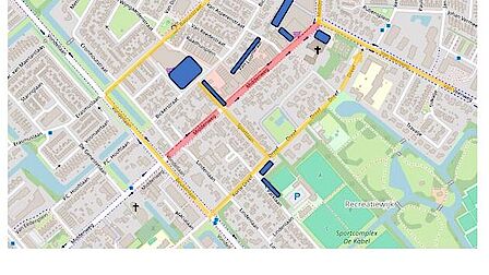 De nieuwe omleidingsroute.